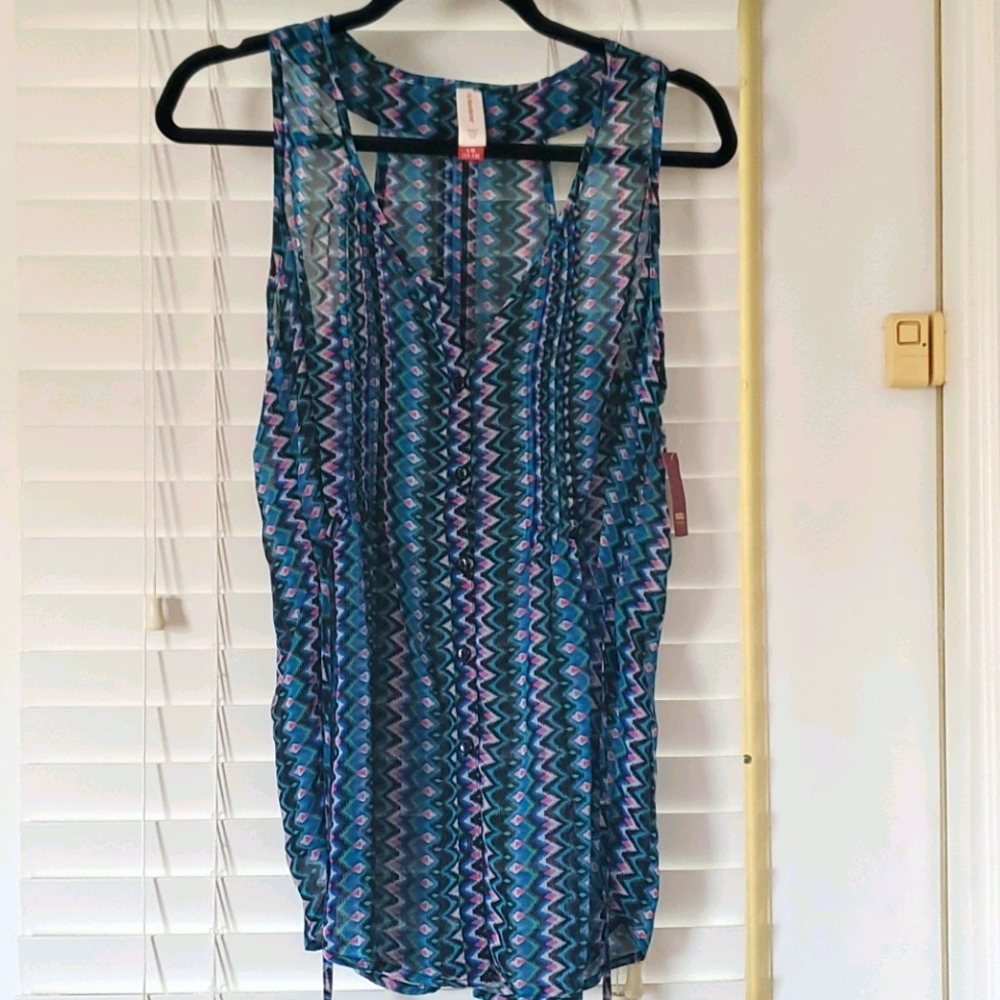 NWT Women's Boho Chiffon Button Down Top